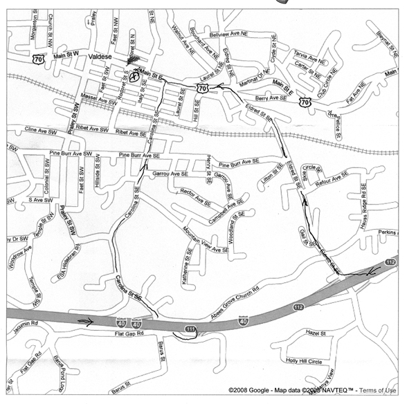 Map to Valdese